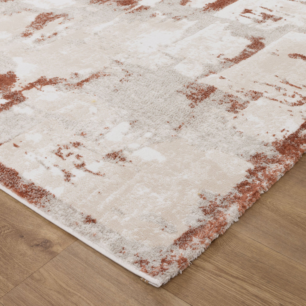 Wellington Abstract Wash Rust Rug - W010 – view 3