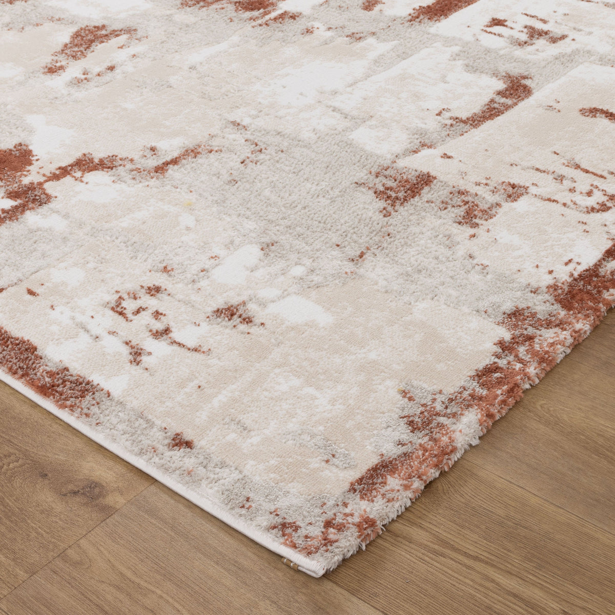 Wellington Abstract Wash Rust Rug - W010 – view 3