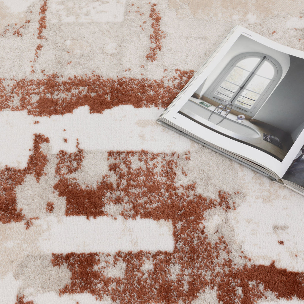 Wellington Abstract Wash Rust Rug - W010 – view 6