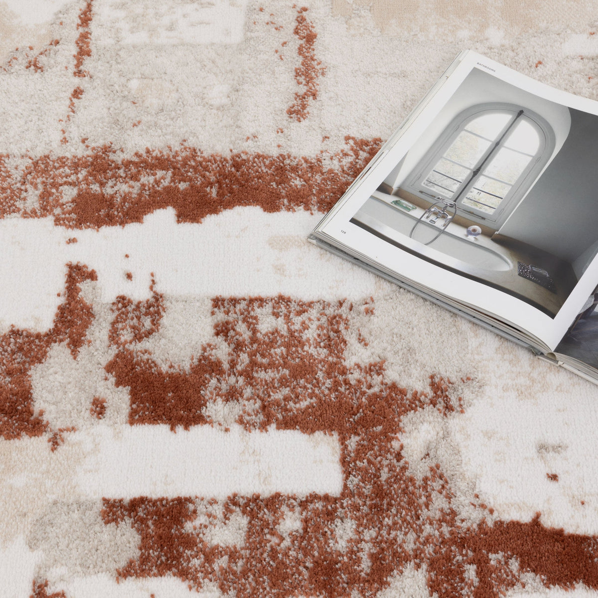 Wellington Abstract Wash Rust Rug - W010 – view 6