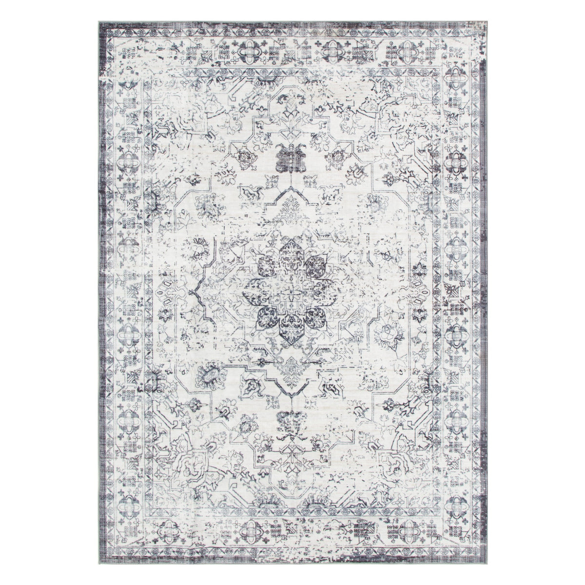Washwell WASH007 Blue Medallion Washable Rug – view 2