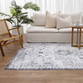 Washwell WASH007 Blue Medallion Washable Rug styled with furniture