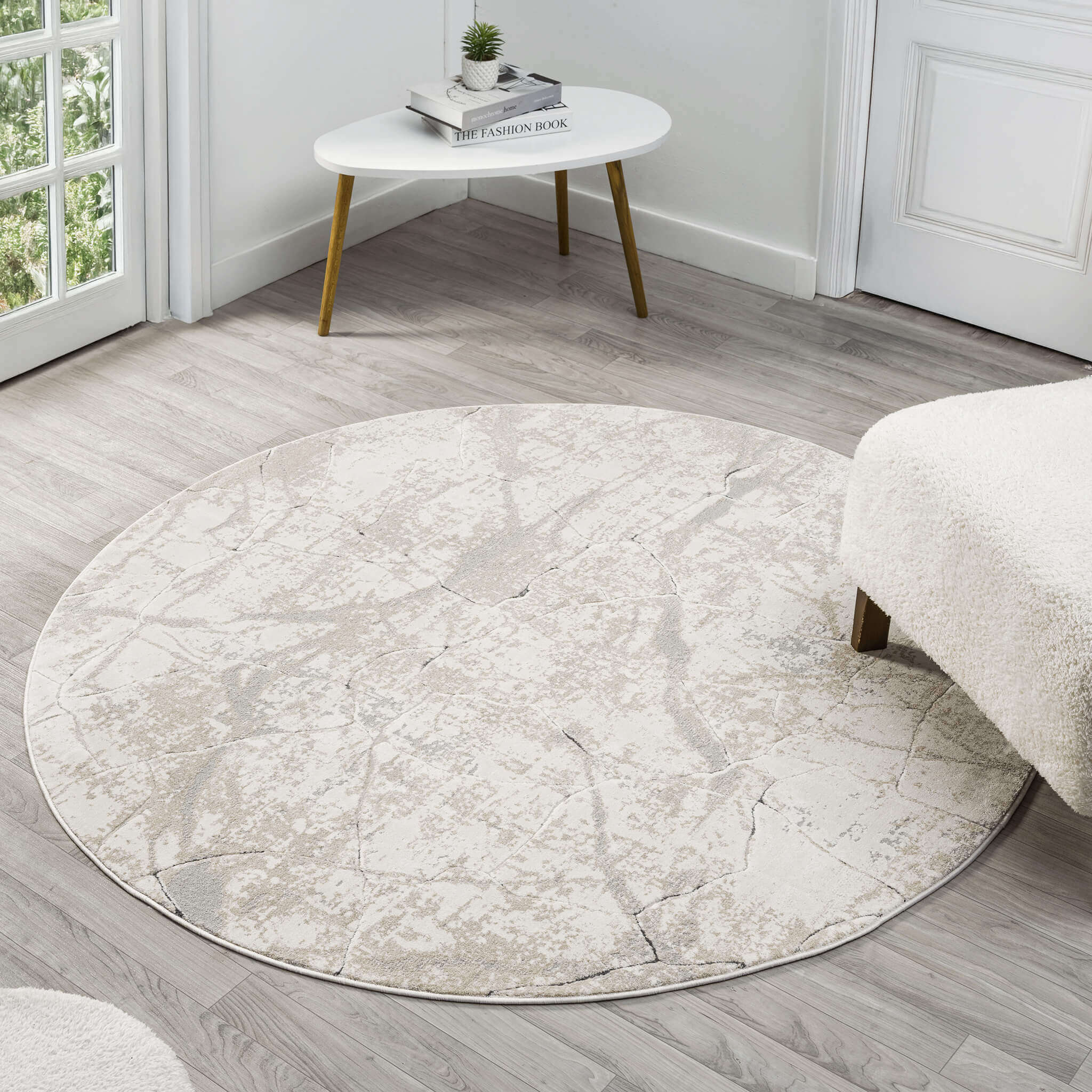 Weston 734 Pebble Round - Elegant Cream Round Rug