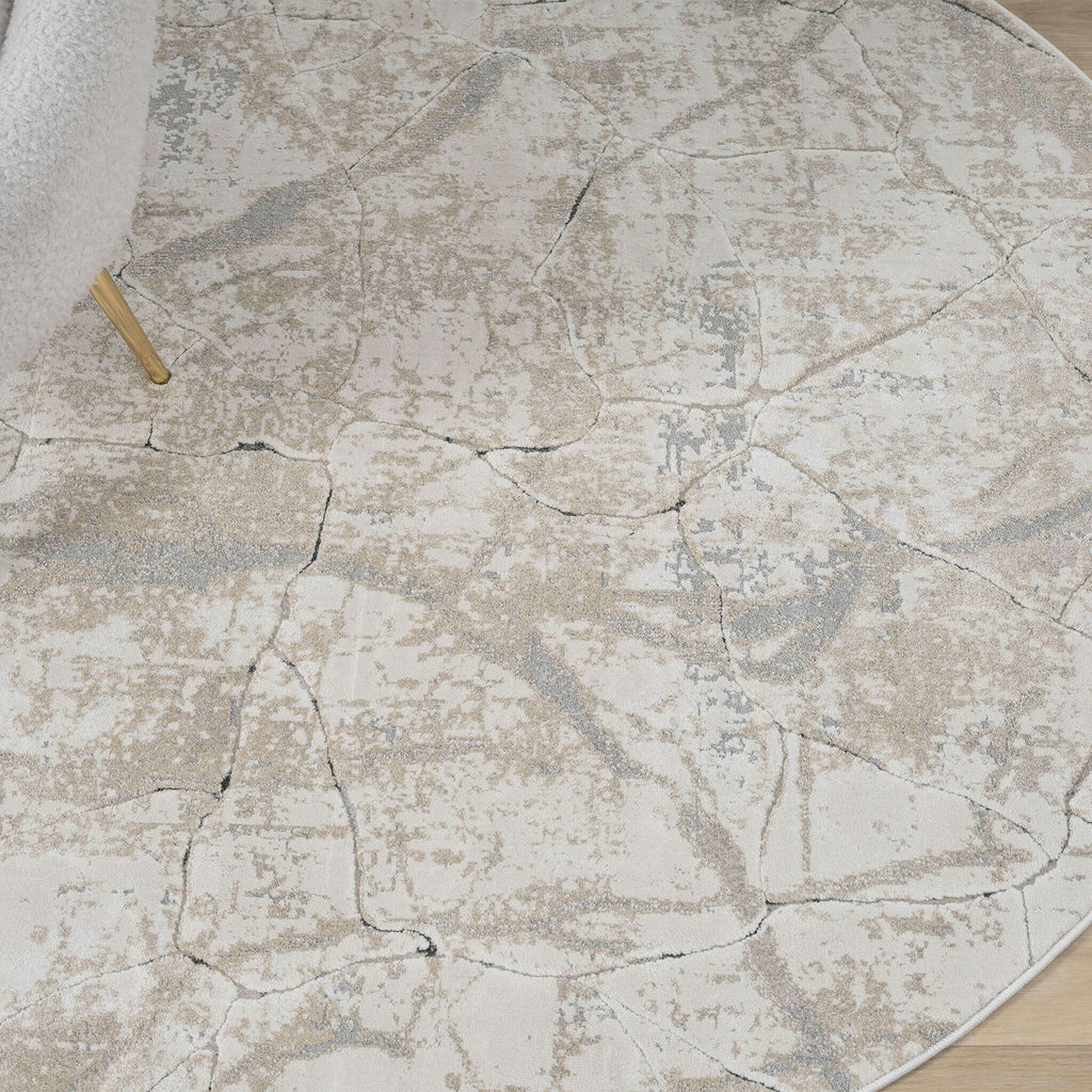 Weston 734 Pebble Round - Elegant Cream Round Rug