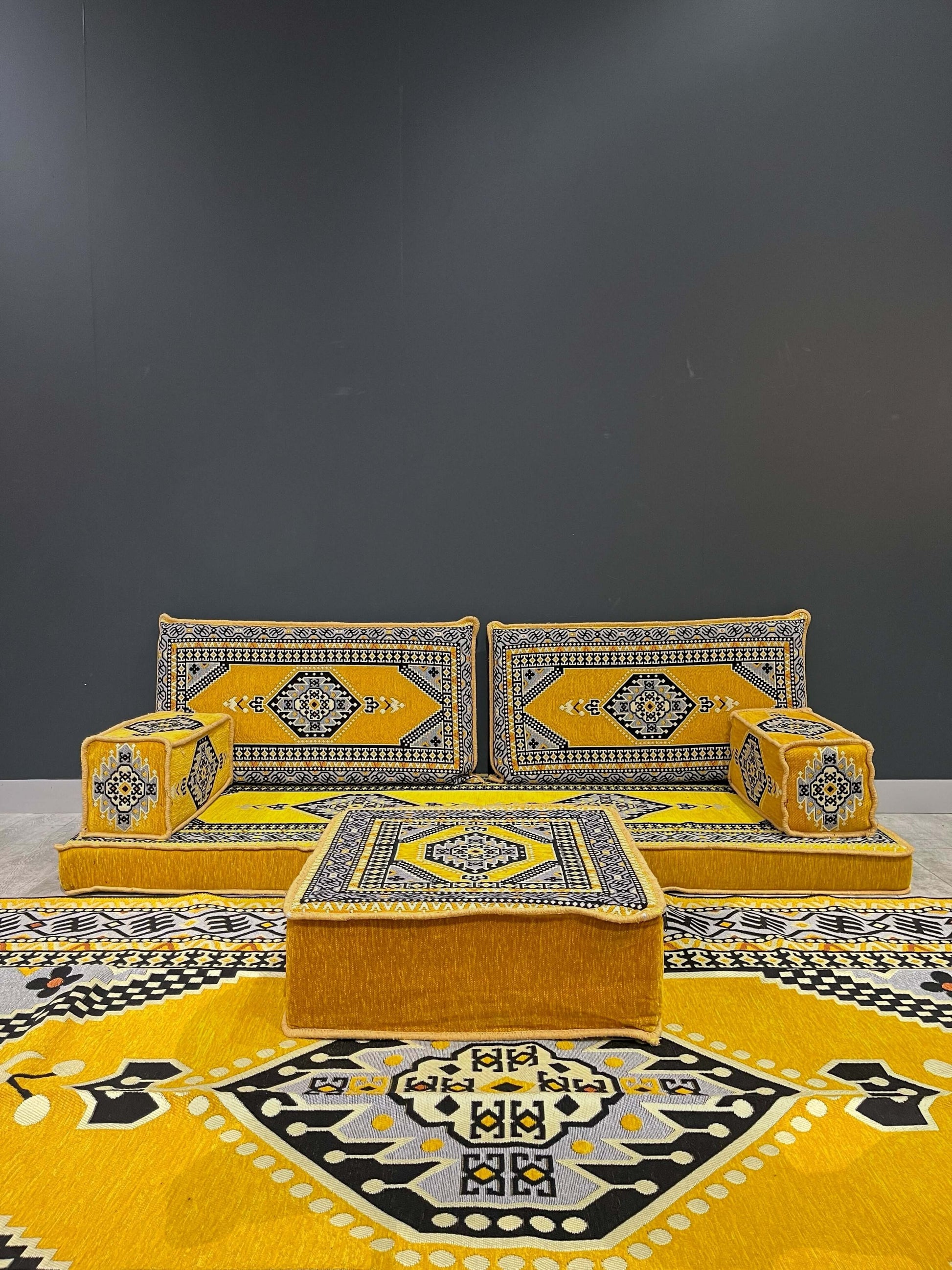 Arabian Majlis (Full Arabic Seat) Yellow Palace Arabic Seat   