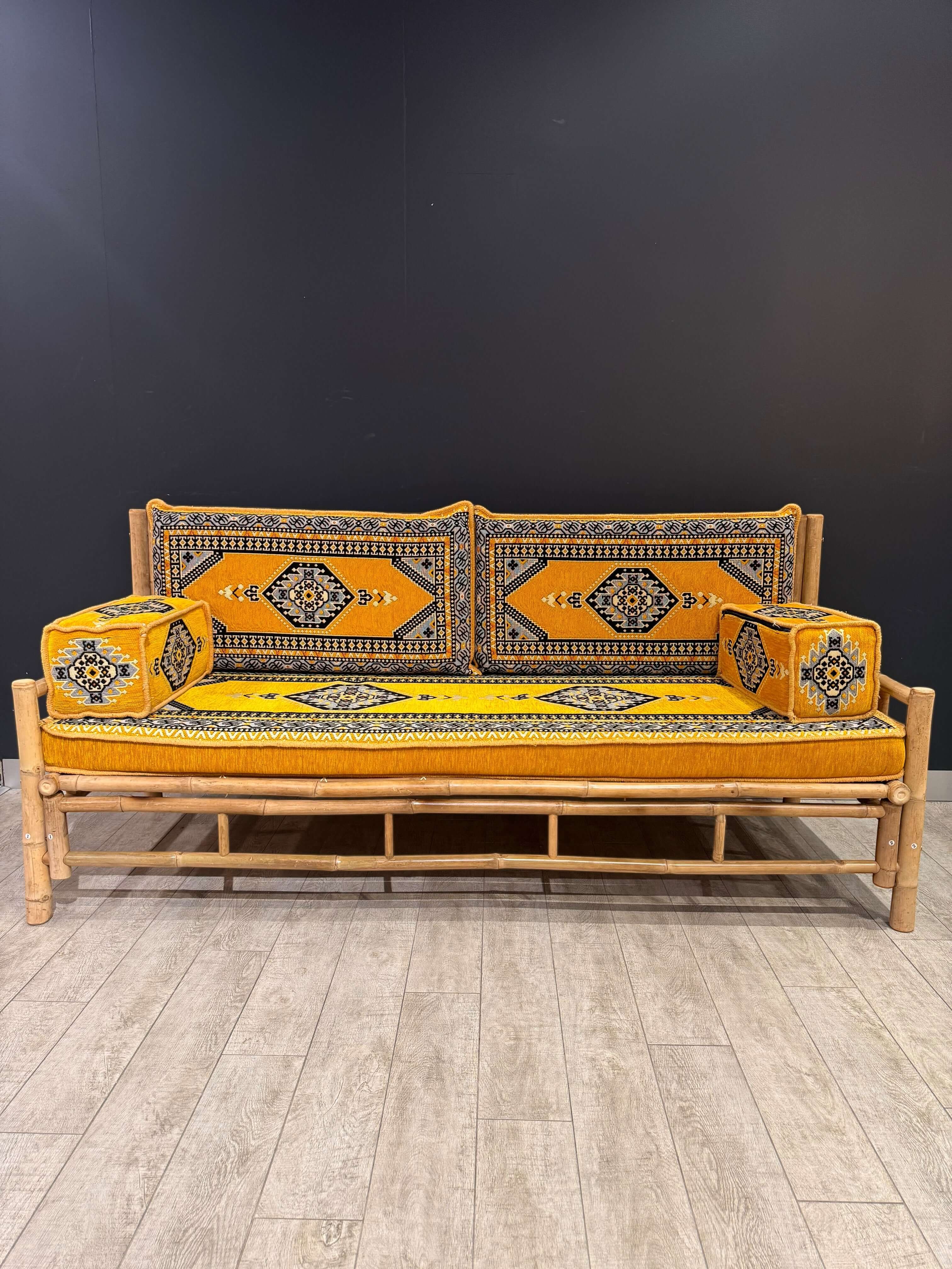 Yellow Palace Arabic Seating Sofa | Handmade Bamboo