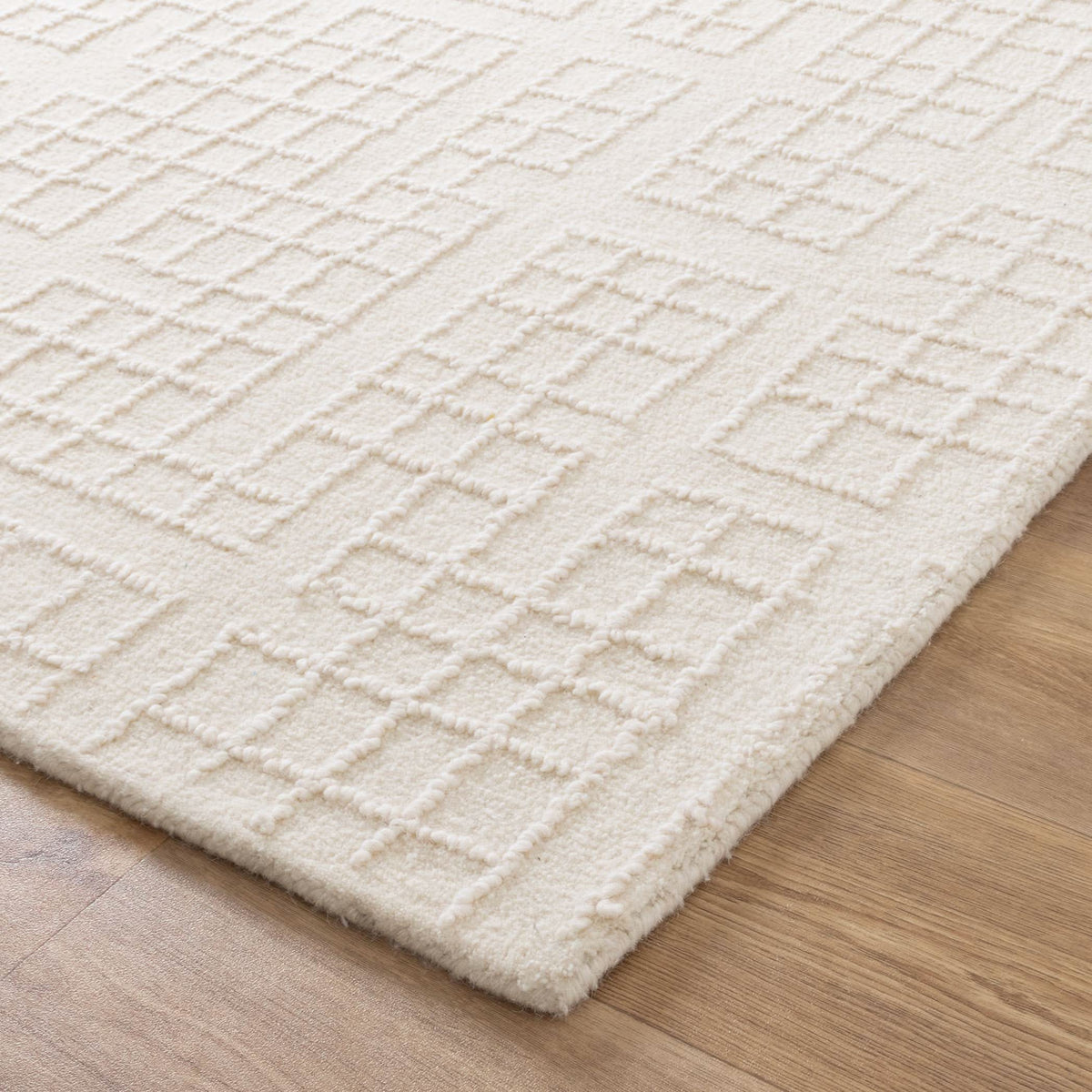 Abasco Ivory Knitted Wool Rug wool rug – product view 2
