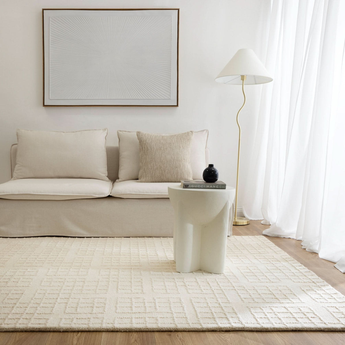 Abasco Ivory Knitted Wool Rug wool rug – product view 4