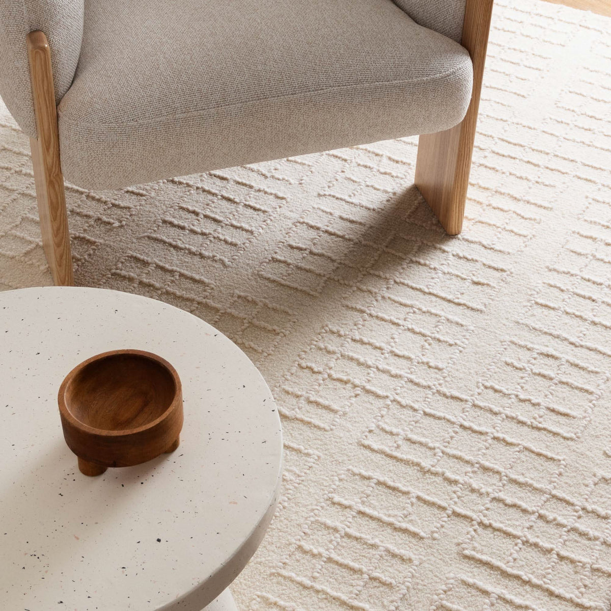 Abasco Ivory Knitted Wool Rug wool rug – product view 6