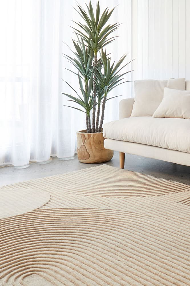 Altura Arch Beige Wool Rug - styled room