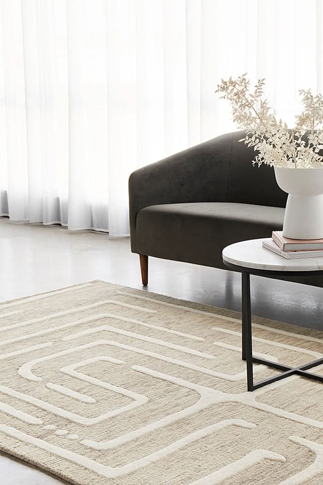 Altura Contour Linen Wool Rug - styled room