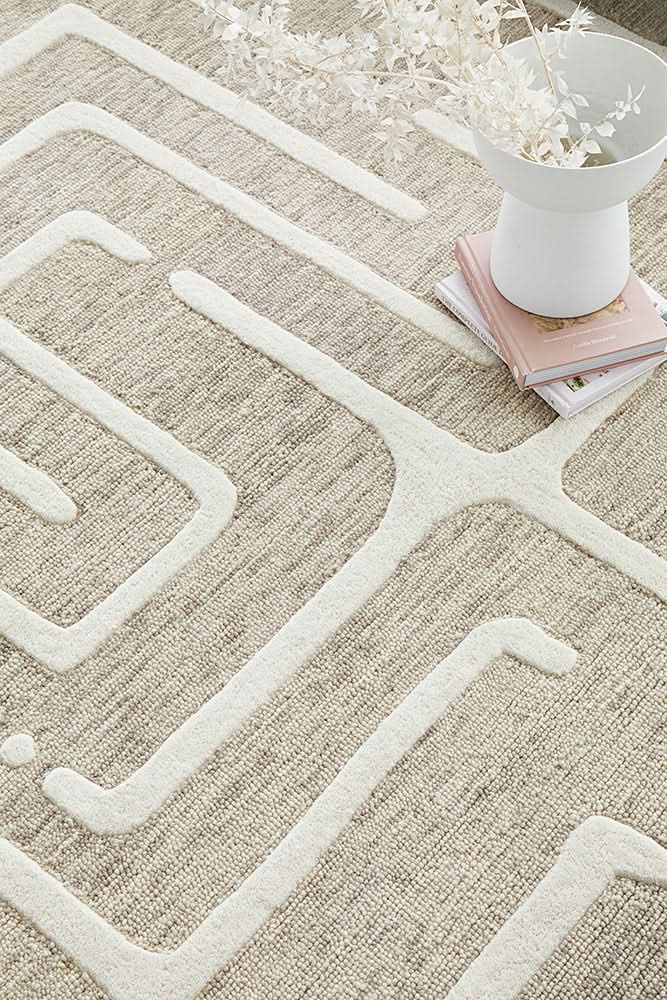 Altura Contour Linen Wool Rug - texture detail 1