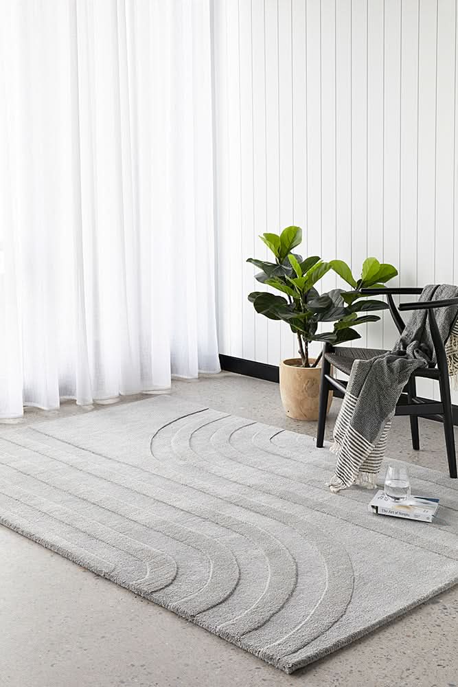 Altura Path Grey Wool Rug - styled room