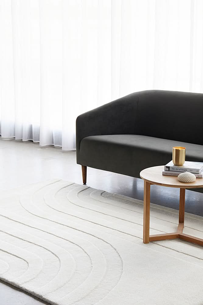 Altura Path White Wool Rug - styled room