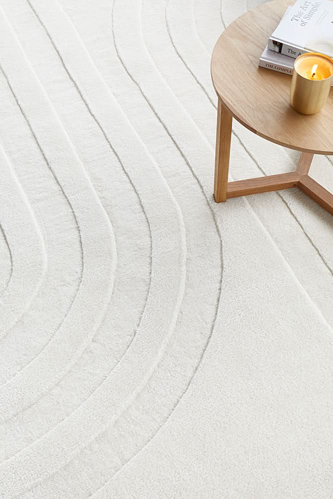 Altura Path White Wool Rug - texture detail 1
