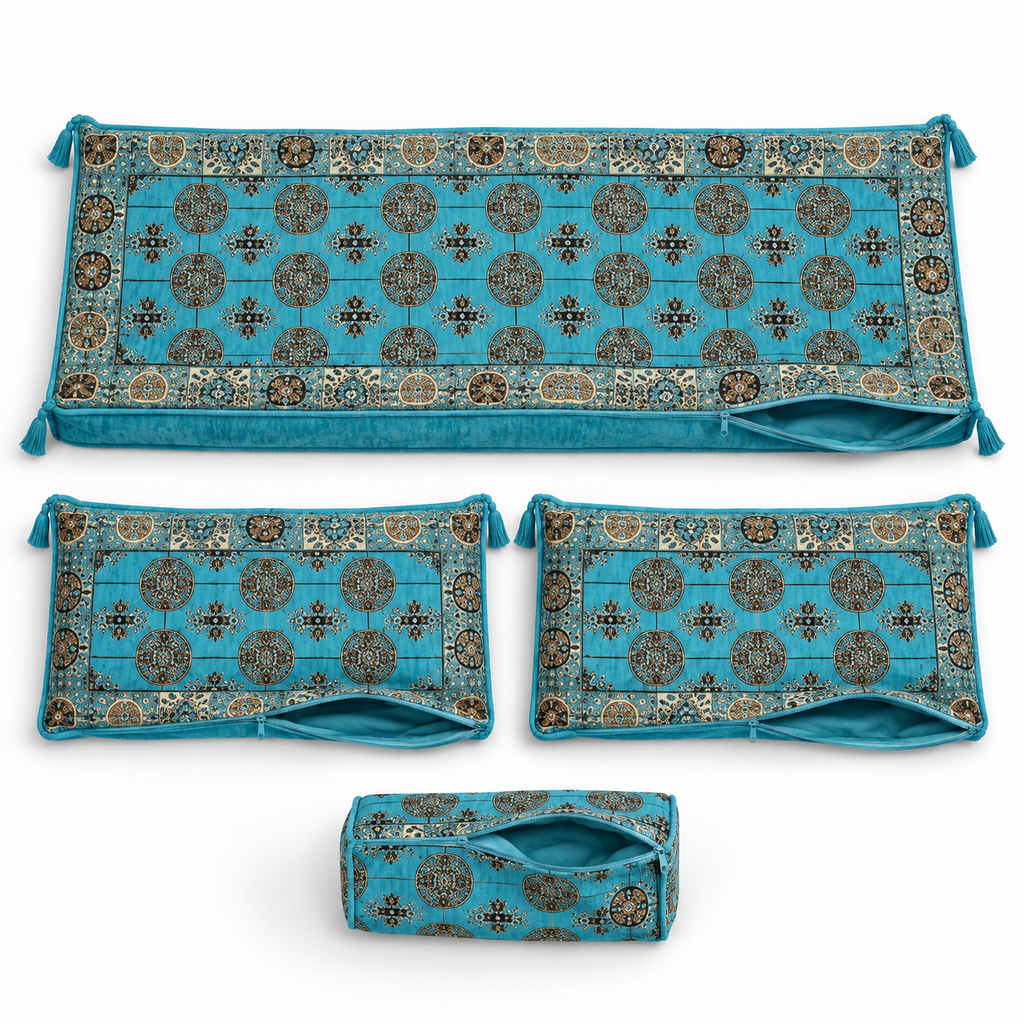 Aqua Diamond Arabic sofa covers only – four-piece set without foam