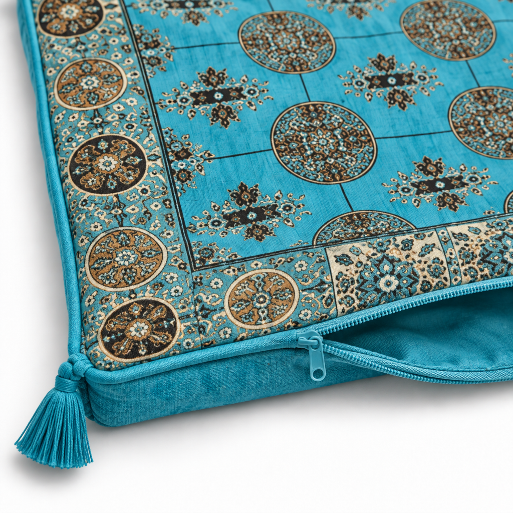 Aqua Diamond Arabic sofa covers only – fabric pattern and zip detail
