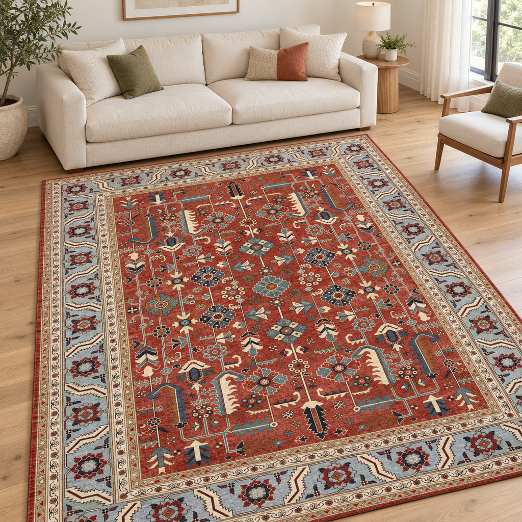 Anatolian Heritage Medallion rug 240 x 330 cm styled in a bright living room
