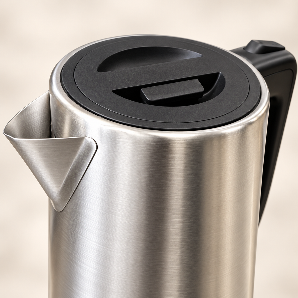 BZR2121 electric kettle lid and stainless steel pouring spout detail