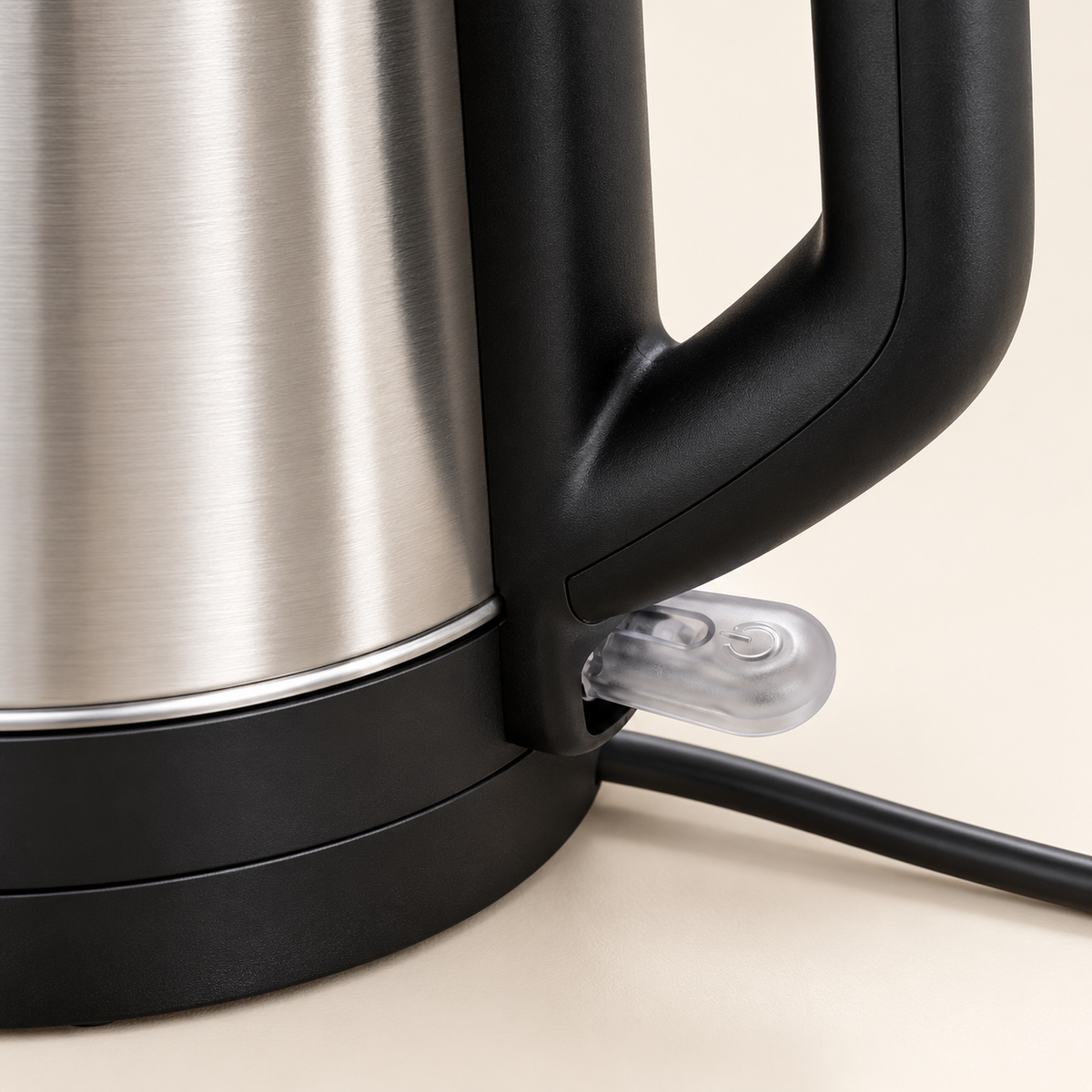 Bazaar G electric tea maker power switch and black base detail
