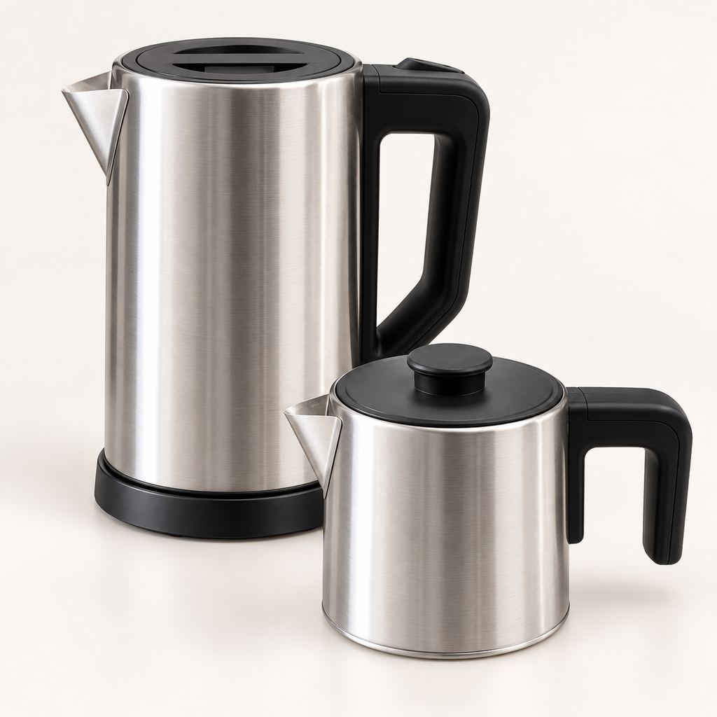 Bazaar G BZR2121 stainless steel 1.8L electric kettle and 0.8L Turkish teapot