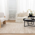 Serene Lines Cream Beige Rug - N003 — room or full rug view