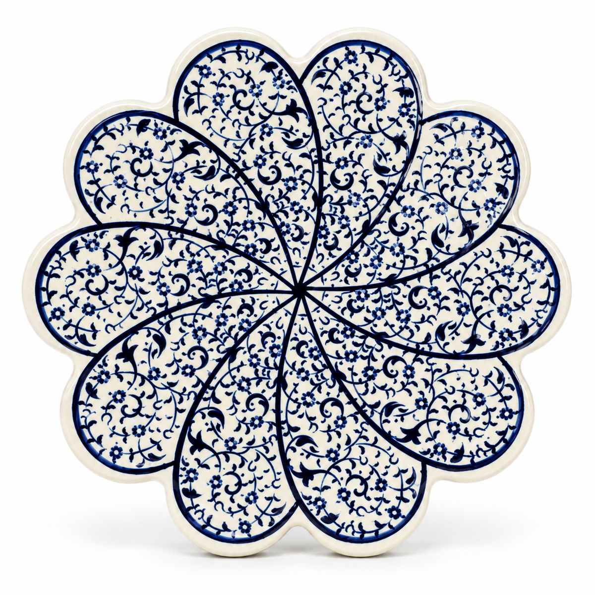 White-Blue Turkish ceramic trivet on a white background, showing the design for matching packs of 5 or 10