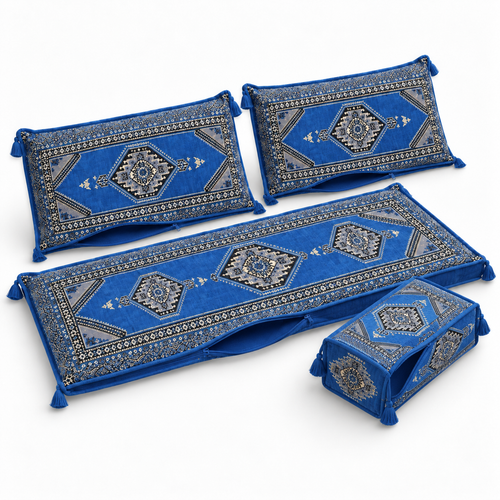 Blue Palace Arabic sofa covers only – angled view of the four-piece cover set