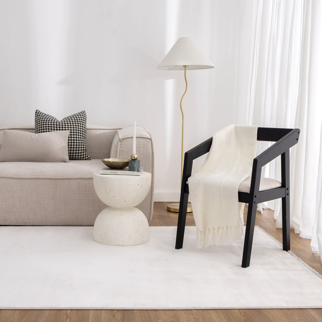 Palazzo Geometric Lines White Rug - CH03 — room or full rug view
