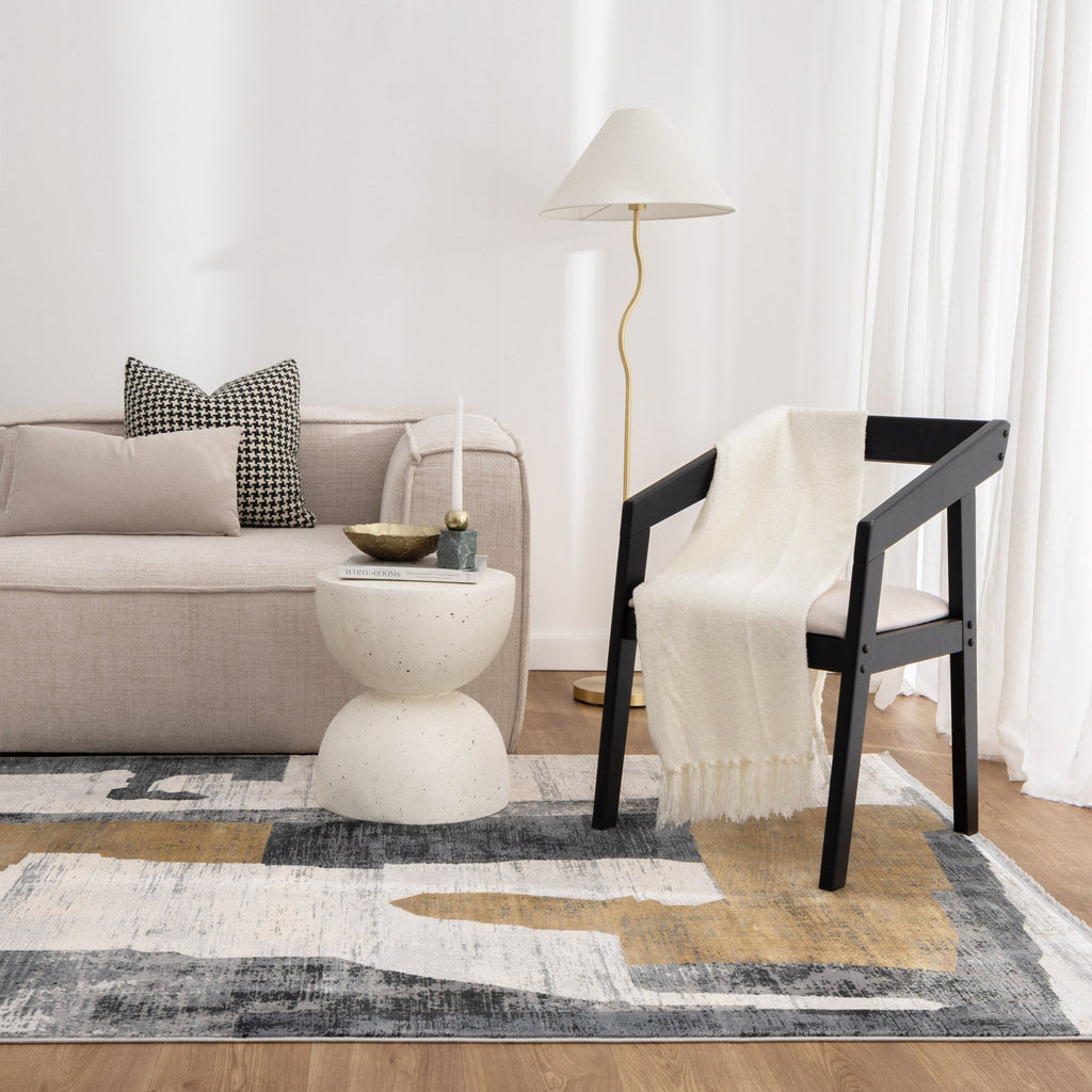 Palazzo Shapes Grey Gold Rug - CH06 — room or full rug view