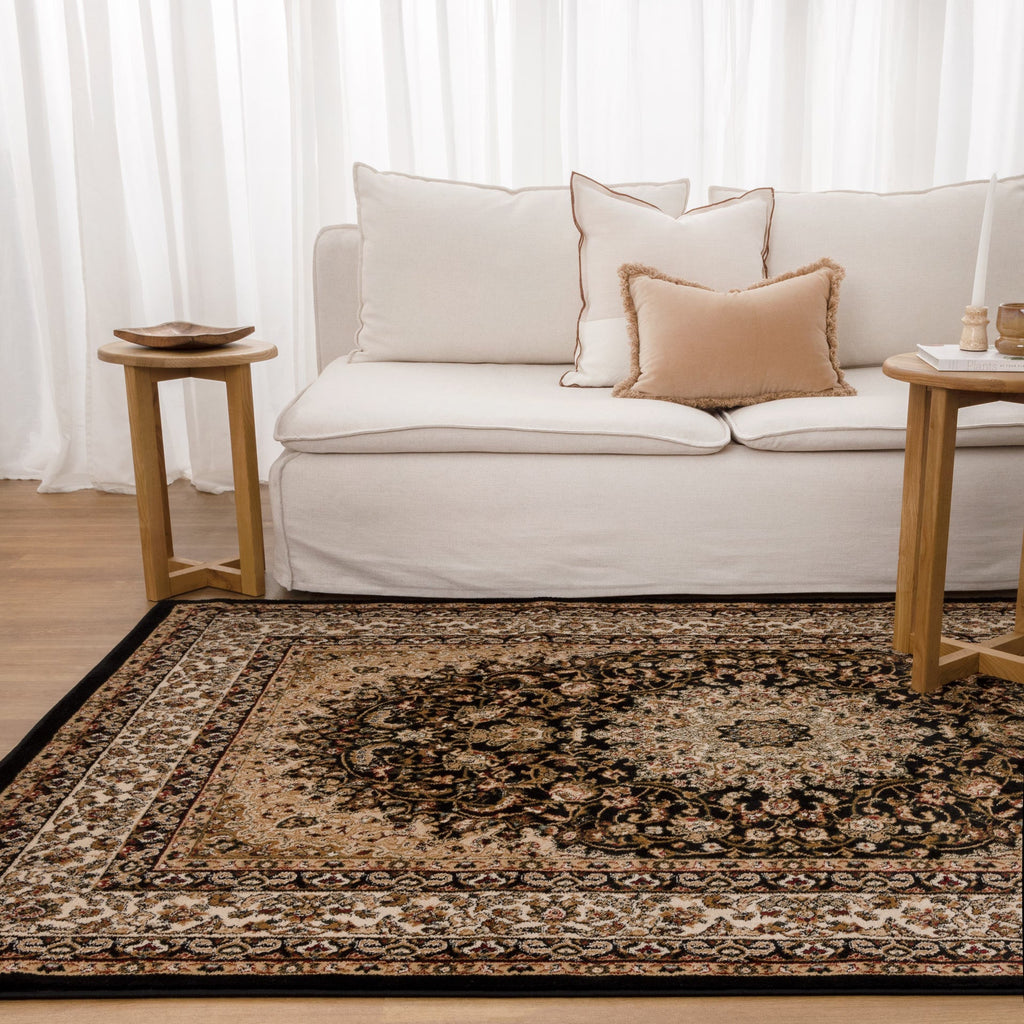 Sarmaya H001 Black — room or full rug view