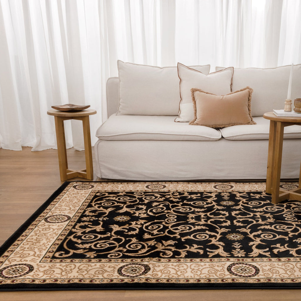 Sarmaya H013 Black — room or full rug view