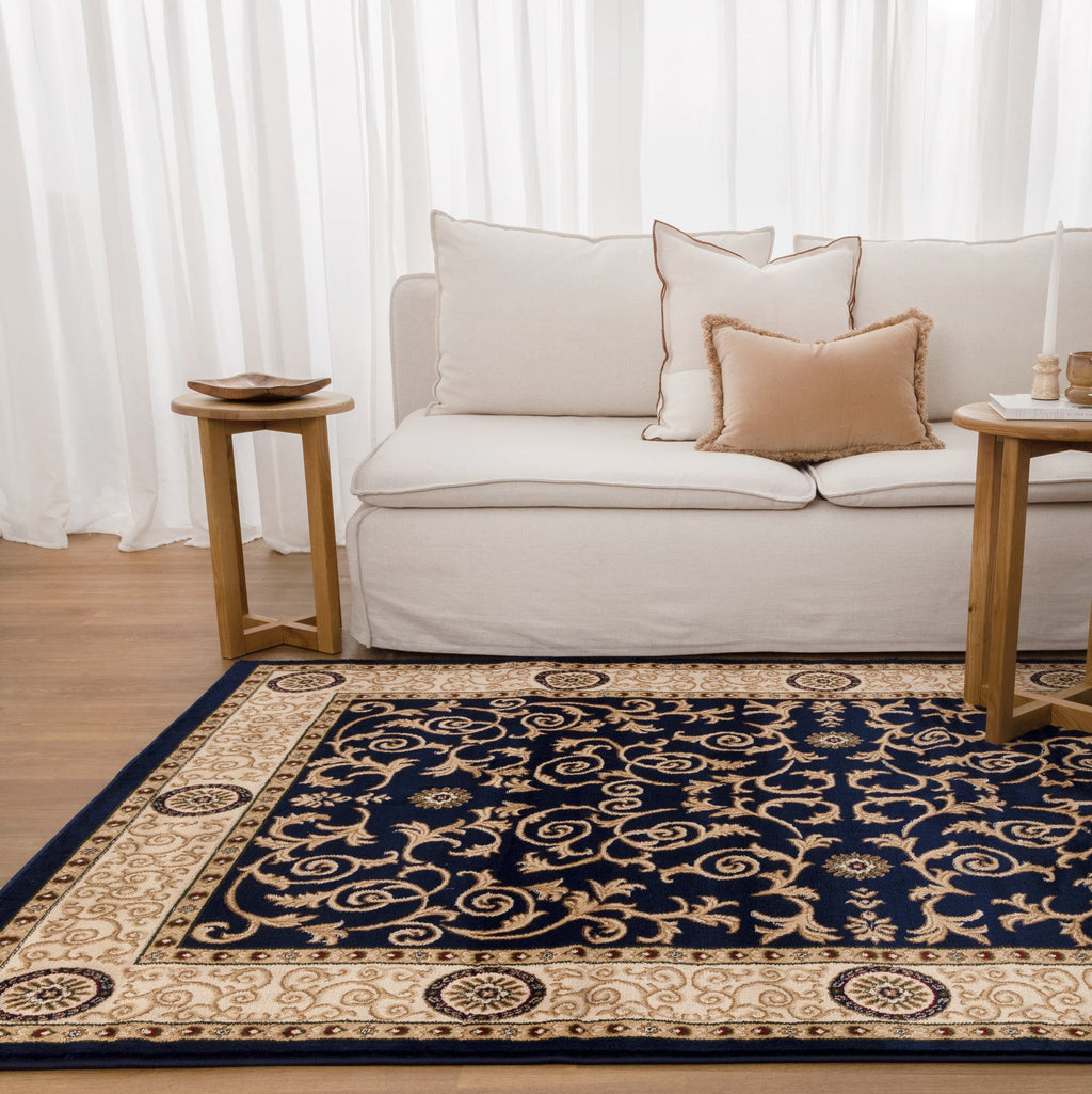 Sarmaya H017 Navy — room or full rug view