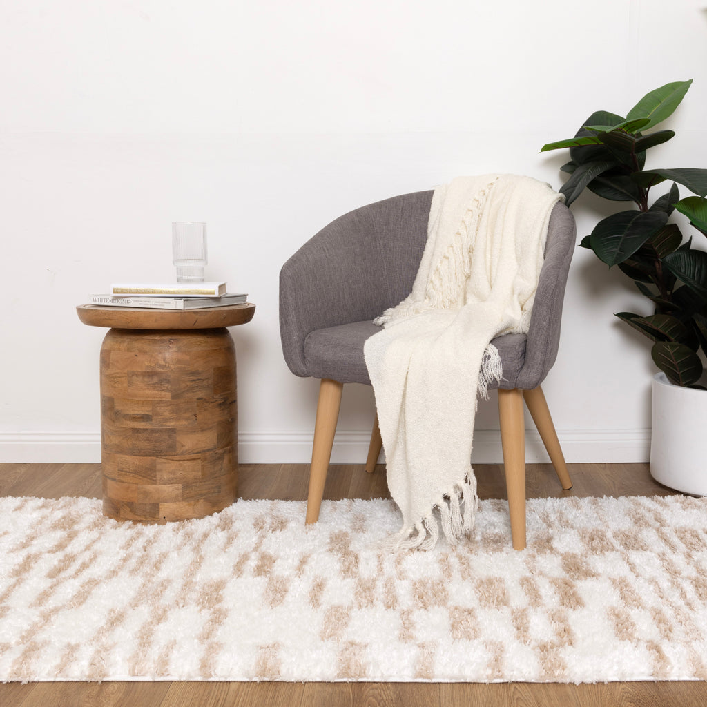 Castello Lines Beige Shaggy Rug - MADRID05 — detail 7