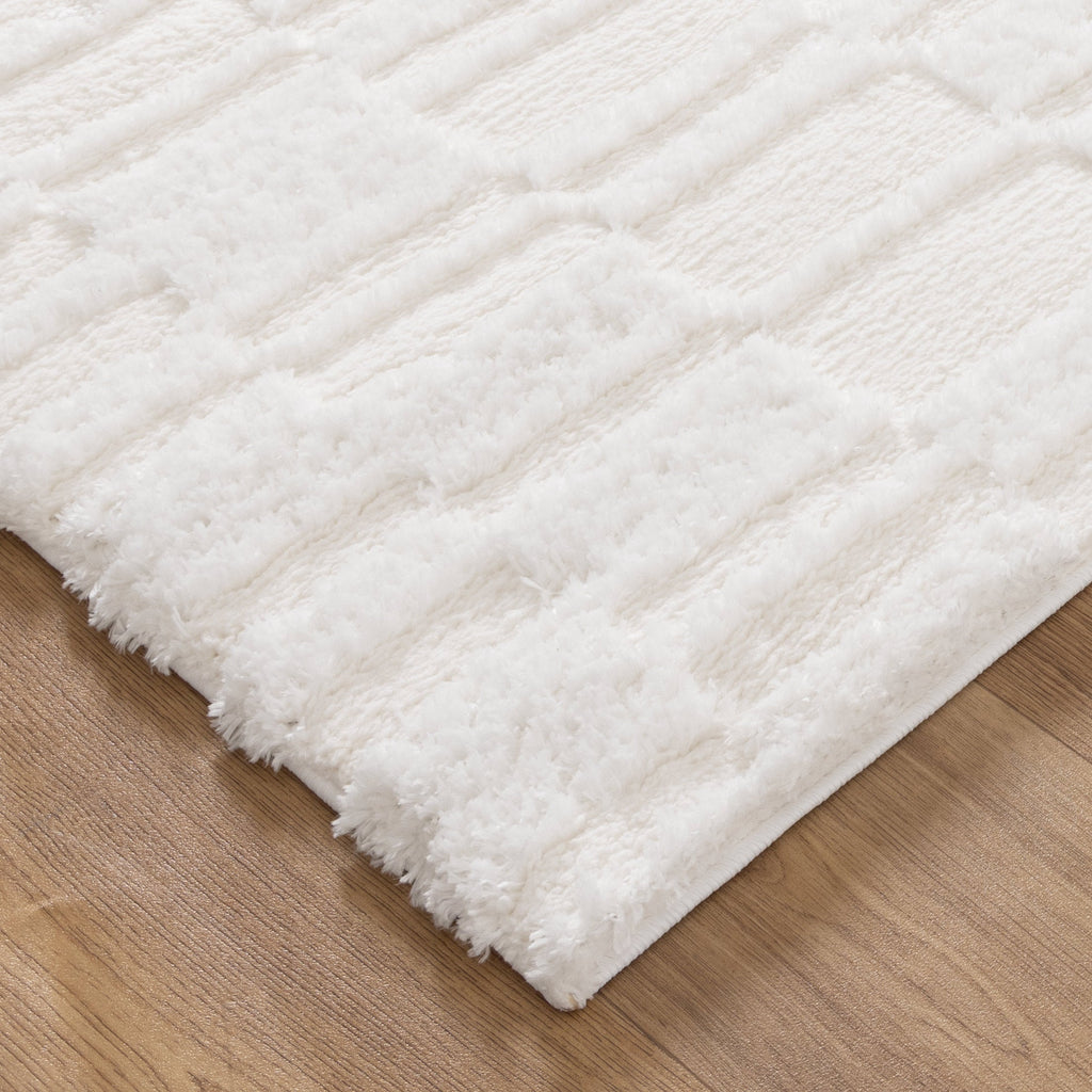Castello Lines Ivory Shaggy Rug - MADRID06 — detail 3