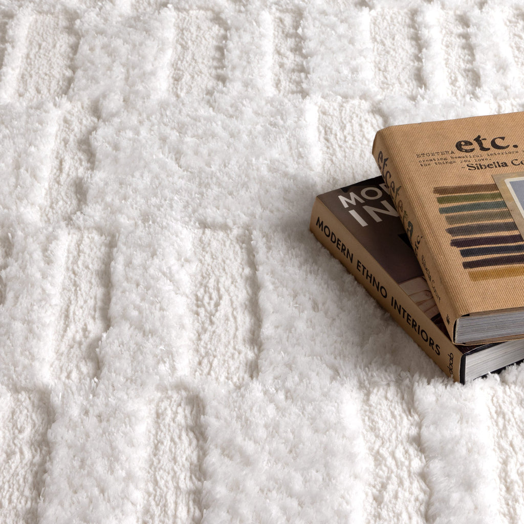Castello Lines Ivory Shaggy Rug - MADRID06 — detail 5