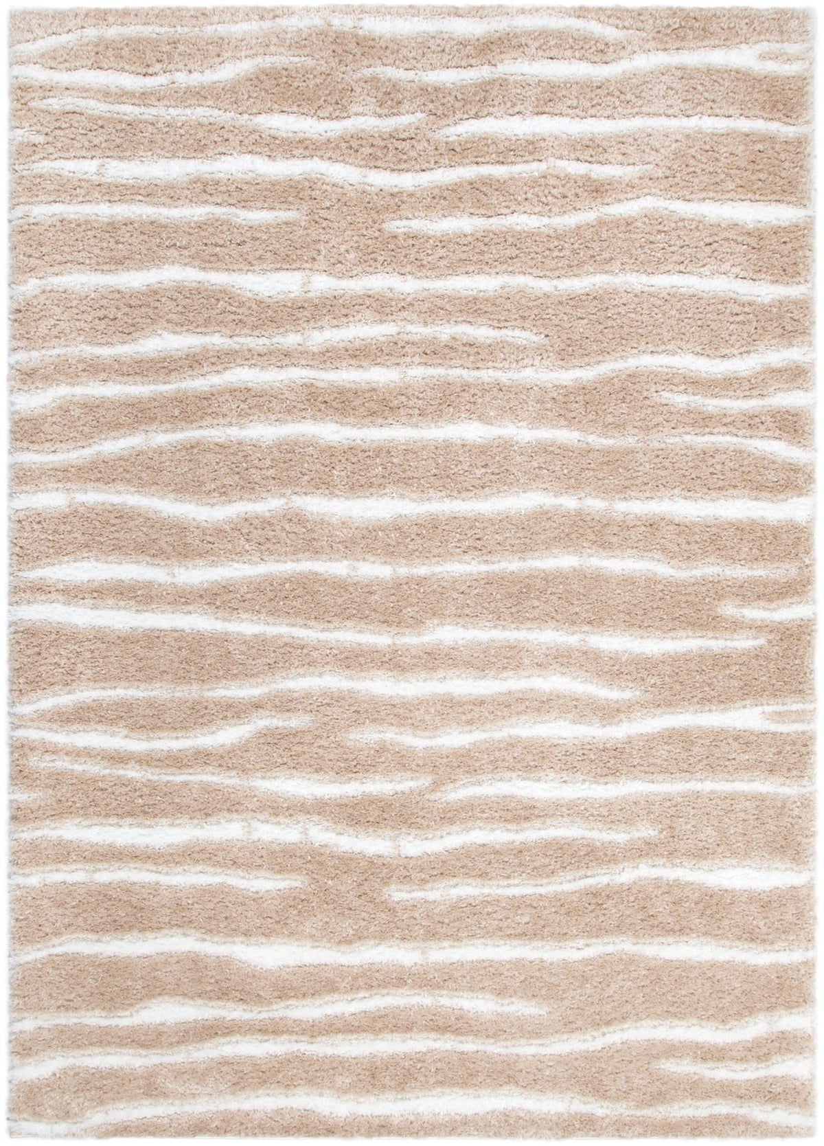Castello Stripes Beige Shaggy Rug - MADRID01 — detail 2