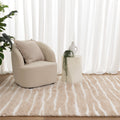 Castello Stripes Beige Shaggy Rug - MADRID01 — room or full rug view