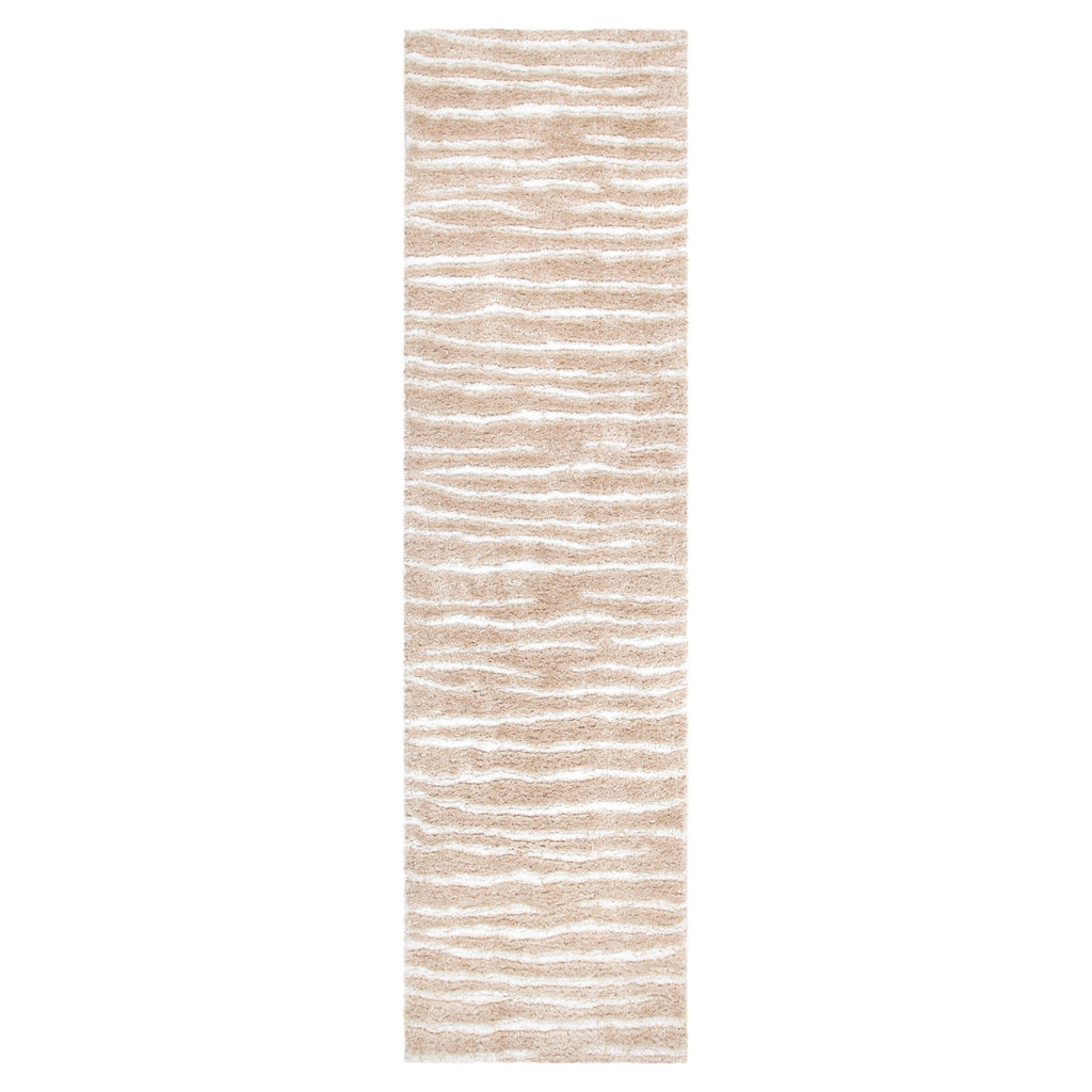 Castello Stripes Beige Shaggy Rug - MADRID01 — detail 6
