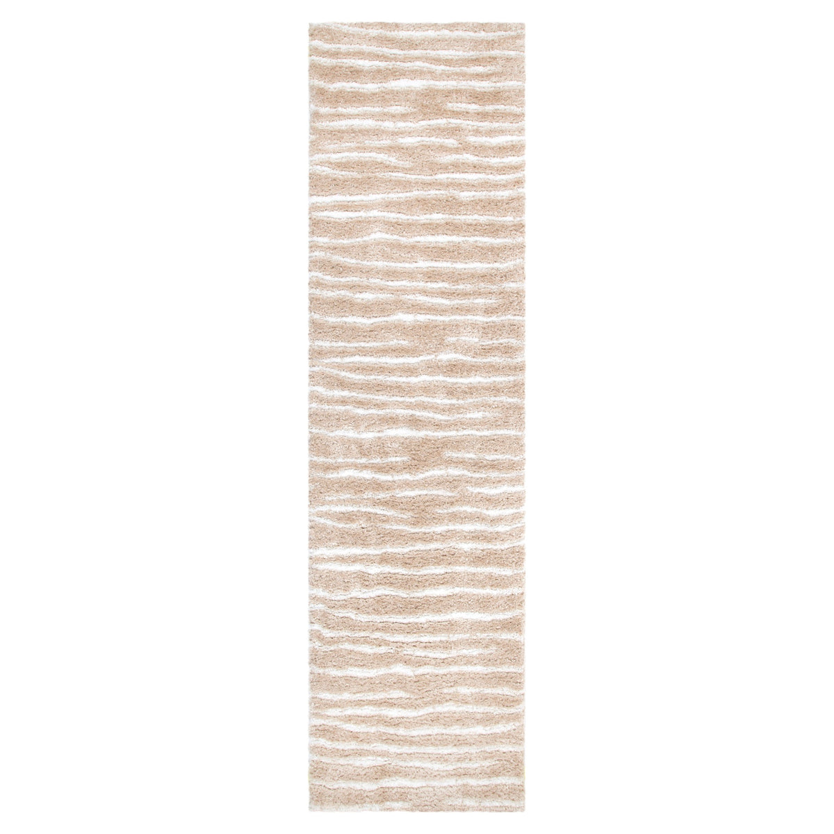 Castello Stripes Beige Shaggy Rug - MADRID01 — detail 6