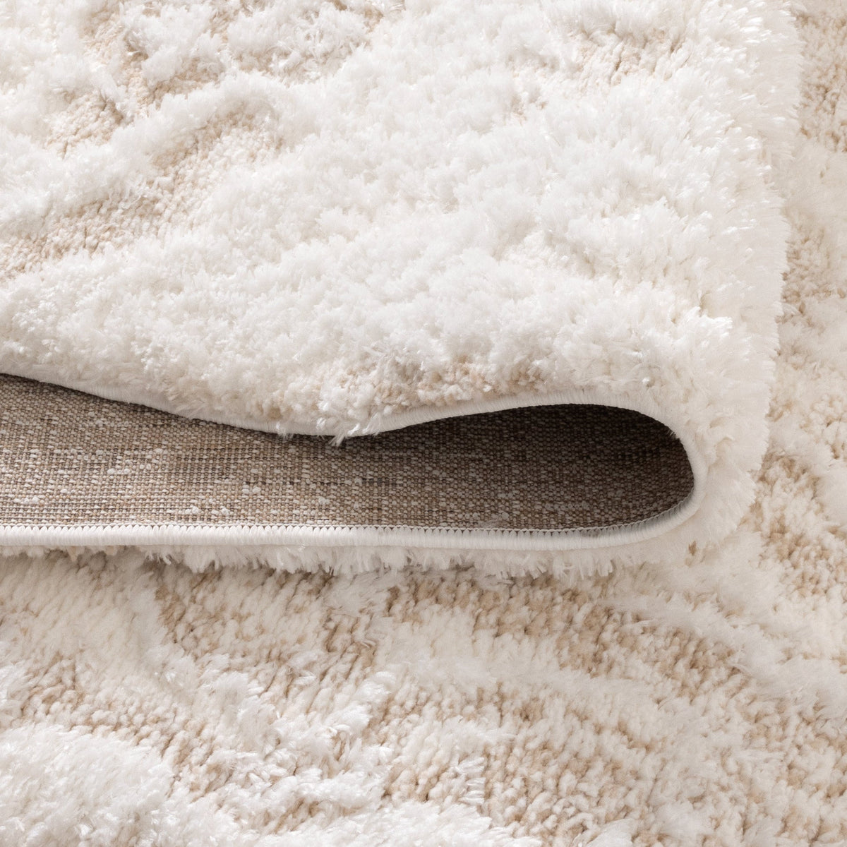 Castello Watercolour Ivory & Beige Shaggy Rug - MADRID03 — detail 3