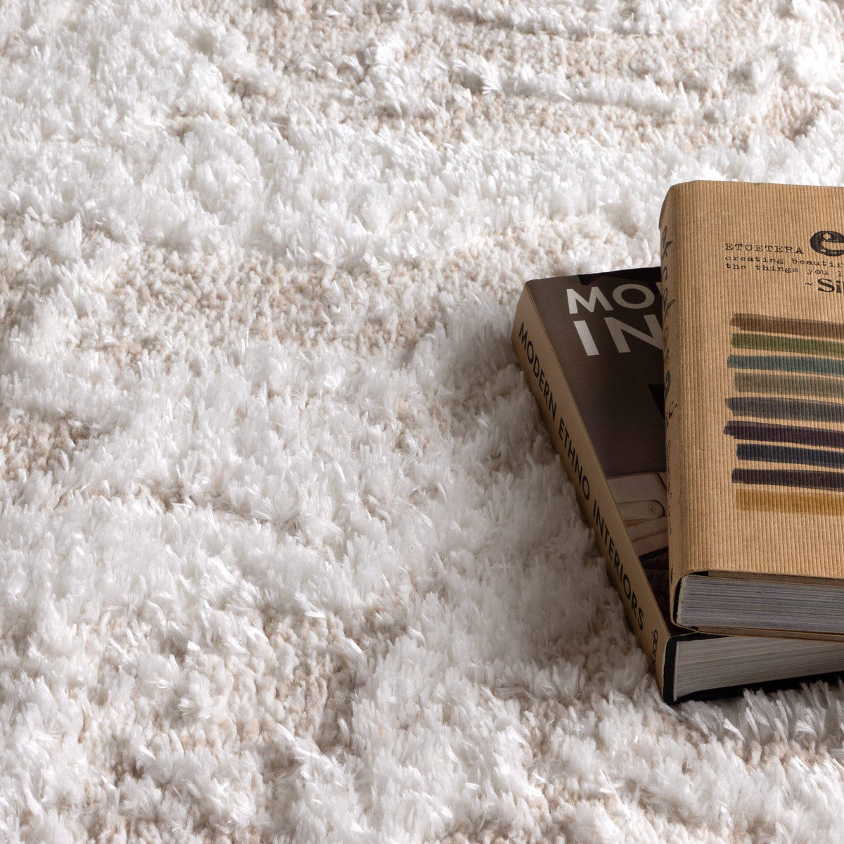 Castello Watercolour Ivory & Beige Shaggy Rug - MADRID03 — detail 4