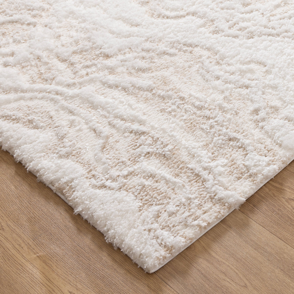 Castello Watercolour Ivory & Beige Shaggy Rug - MADRID03 — detail 5