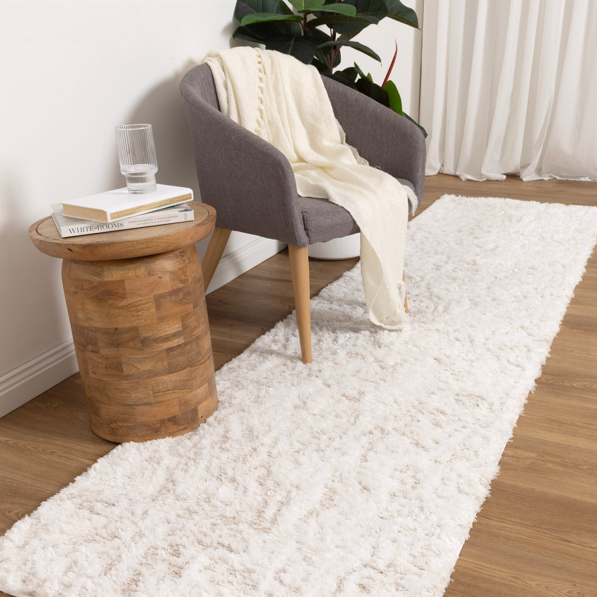 Castello Watercolour Ivory & Beige Shaggy Rug - MADRID03 — detail 7