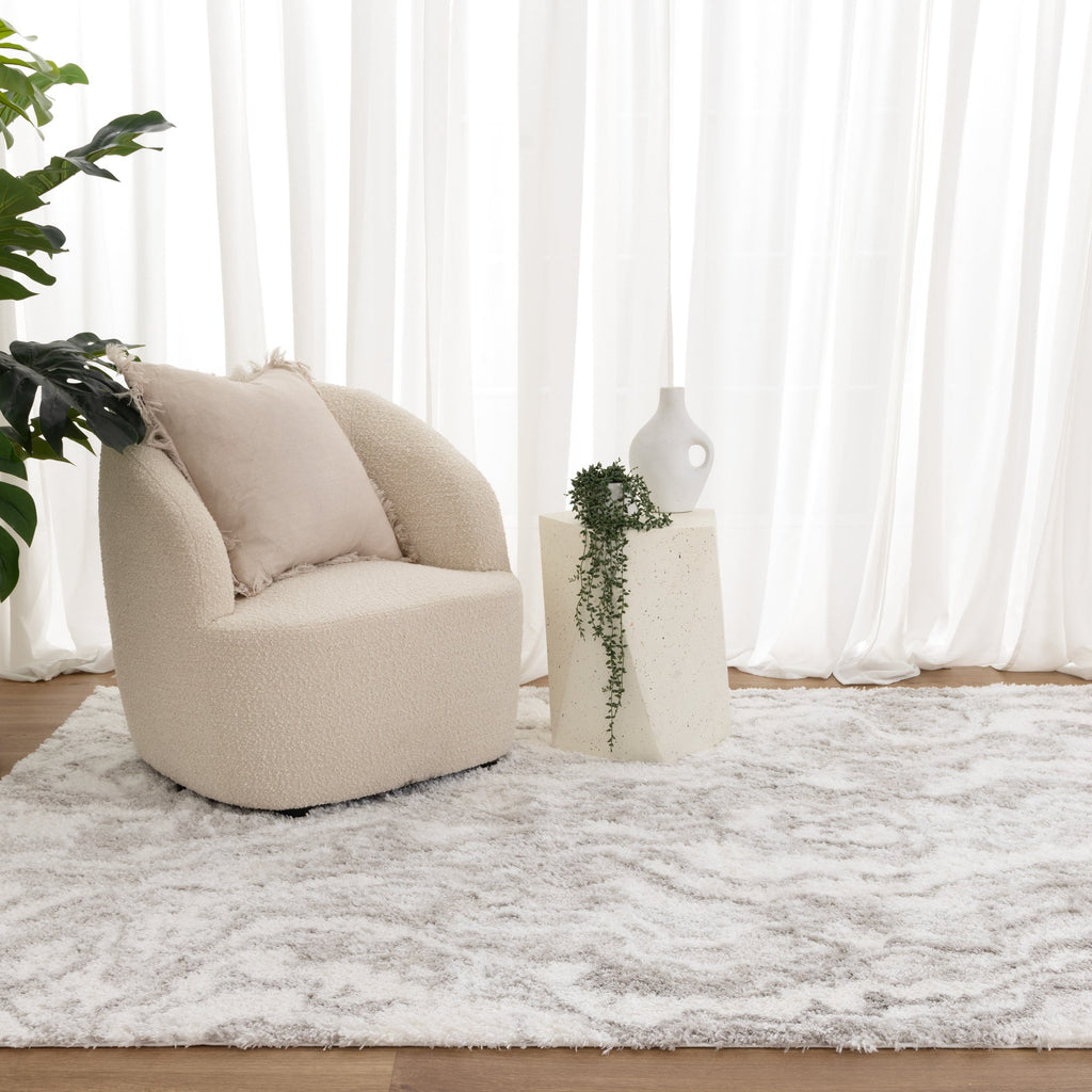Castello Watercolour Grey Shaggy Rug - MADRID02 — room or full rug view