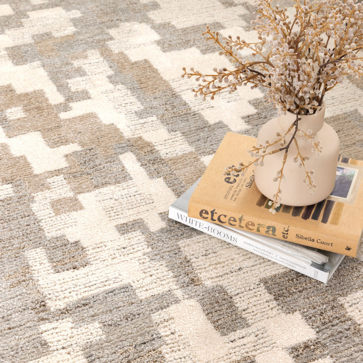 Serene Abstract Beige Grey Rug - N007 — detail 5