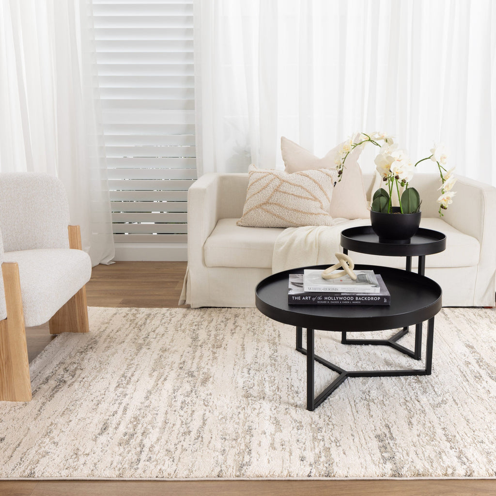Serene Faded Cream Beige Rug - N006 — room or full rug view