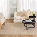Serene Faded Lines Beige Rug N012 in a styled room