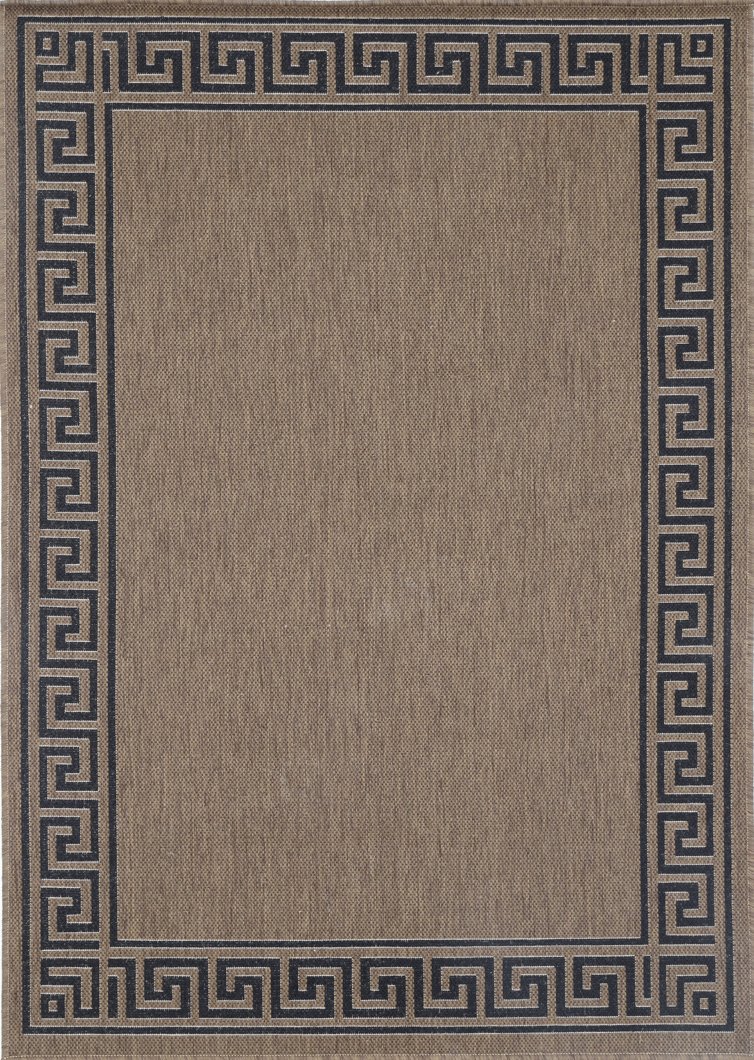 Terrazza Brown Beige Bordered Patterned Rug - 1628/991-X — room or full rug view