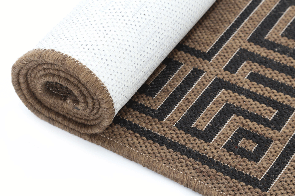 Terrazza Brown Beige Bordered Patterned Rug - 1628/991-X — detail 2